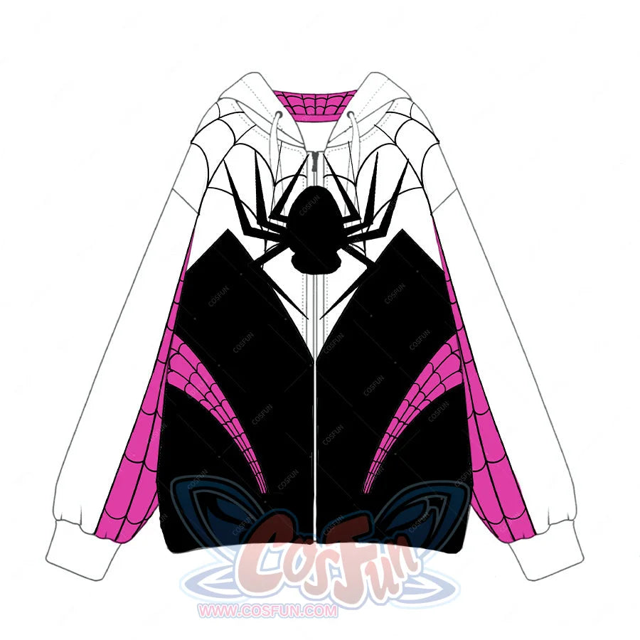 【Deposit 】Cosfun Original Spider Gwen Cosplay Derivative Full Zip Hoodie A00003 Sweatshirt