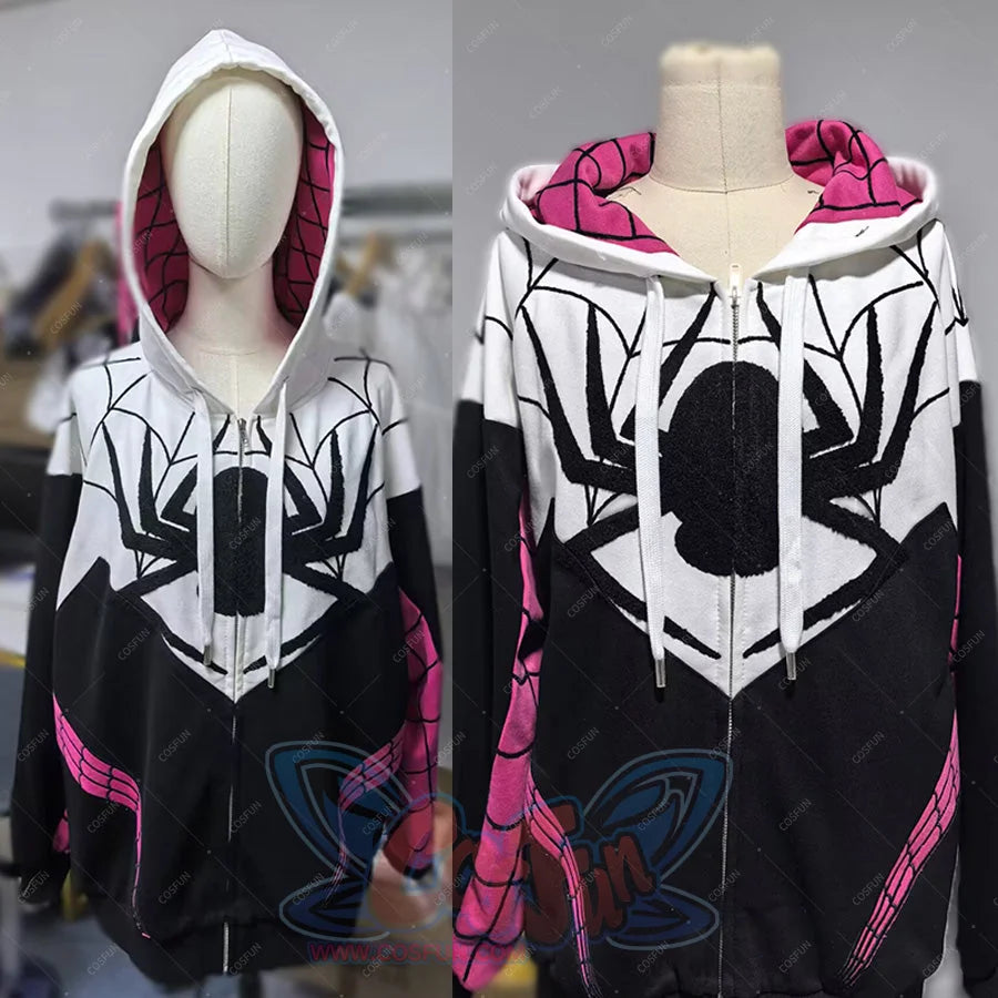 【Deposit 】Cosfun Original Spider Gwen Cosplay Derivative Full Zip Hoodie A00003 Sweatshirt