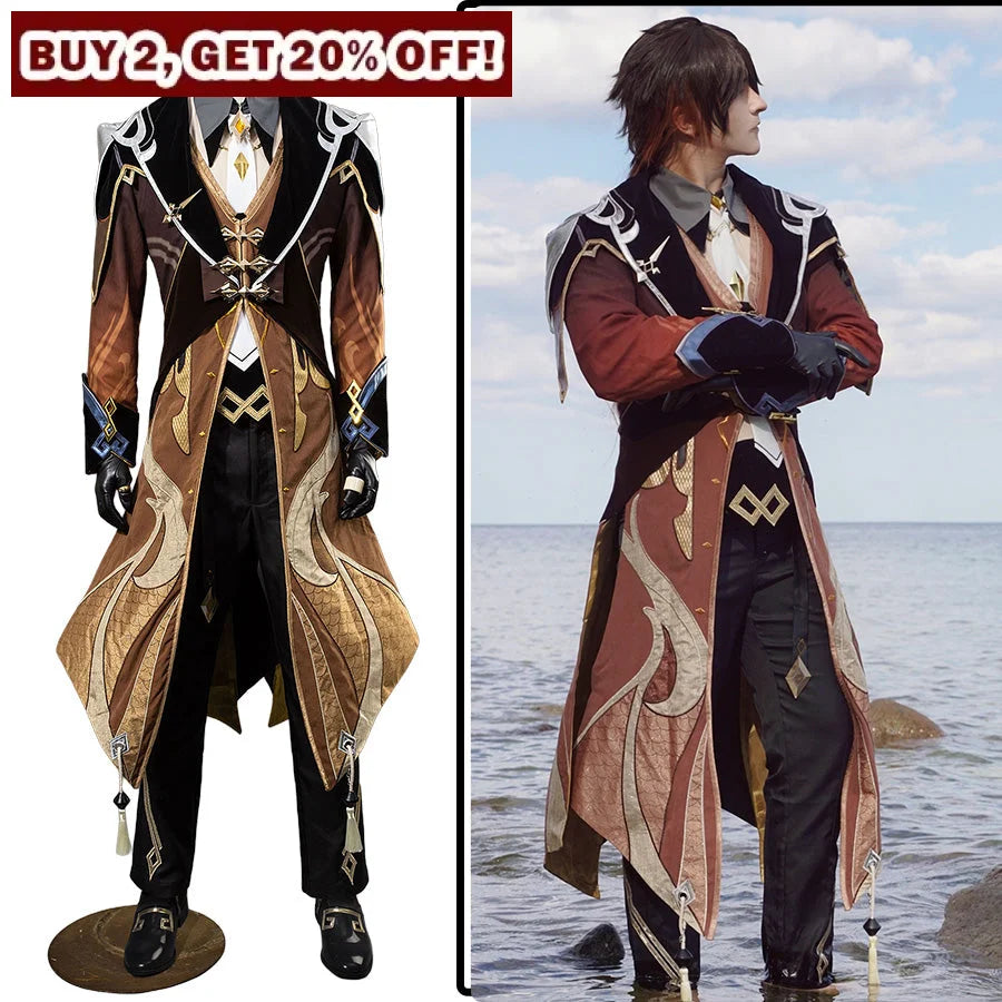 Ready To Ship Genshin Impact Zhongli Cosplay Costume/Shoes C07484 Aaa Costumes