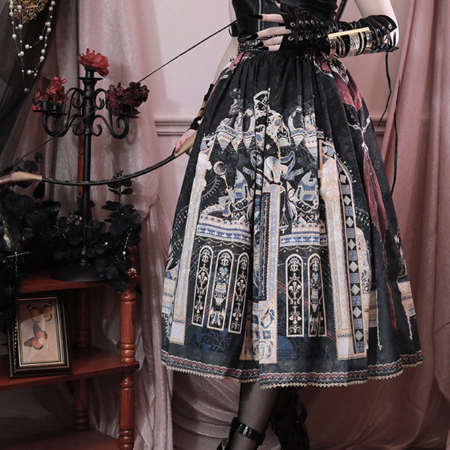 Egypt Style Simple Daily Lolita Printed Long Skirt