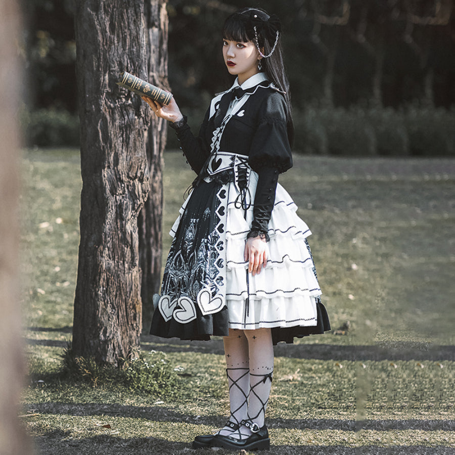 Spring Vintage Patchwork Lolita Long-sleeved Dress Sets