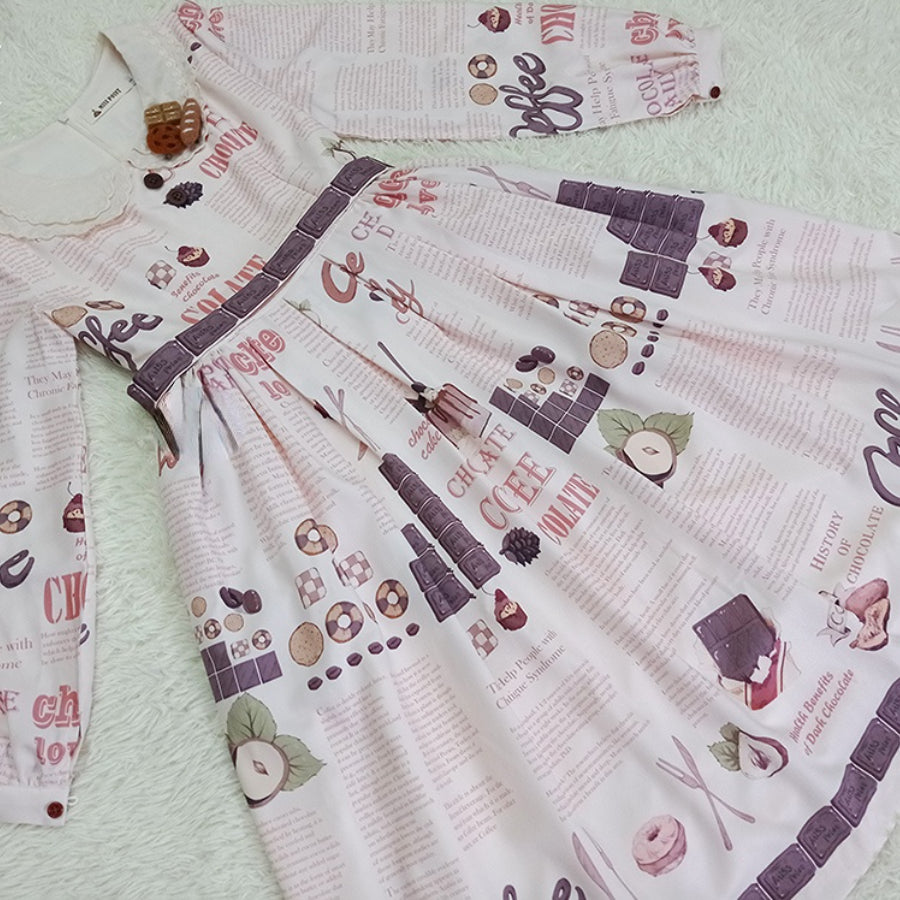 Daily Sweet Lolita Printed Long-sleeved Dress