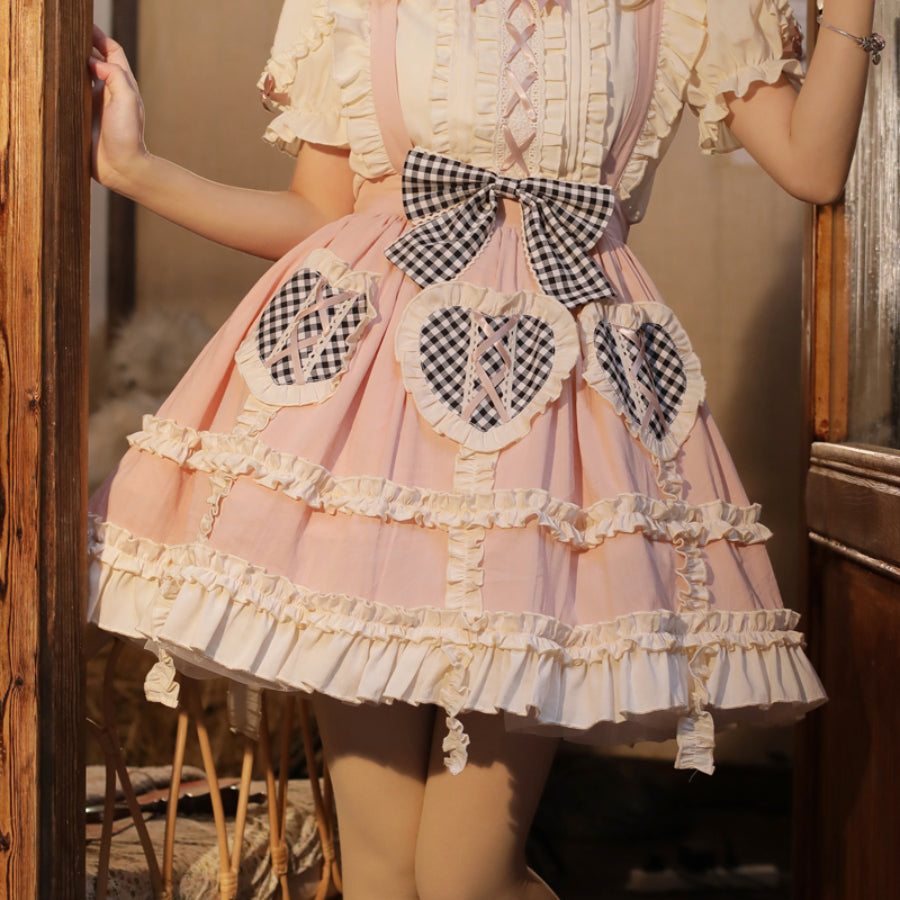 Daily Lovely High Waist Lolita Strap Skirt