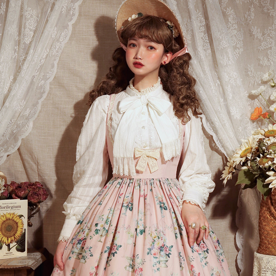 Elegant and Vintage Hollowed-out Long Sleeve Lolita Lace Shirt