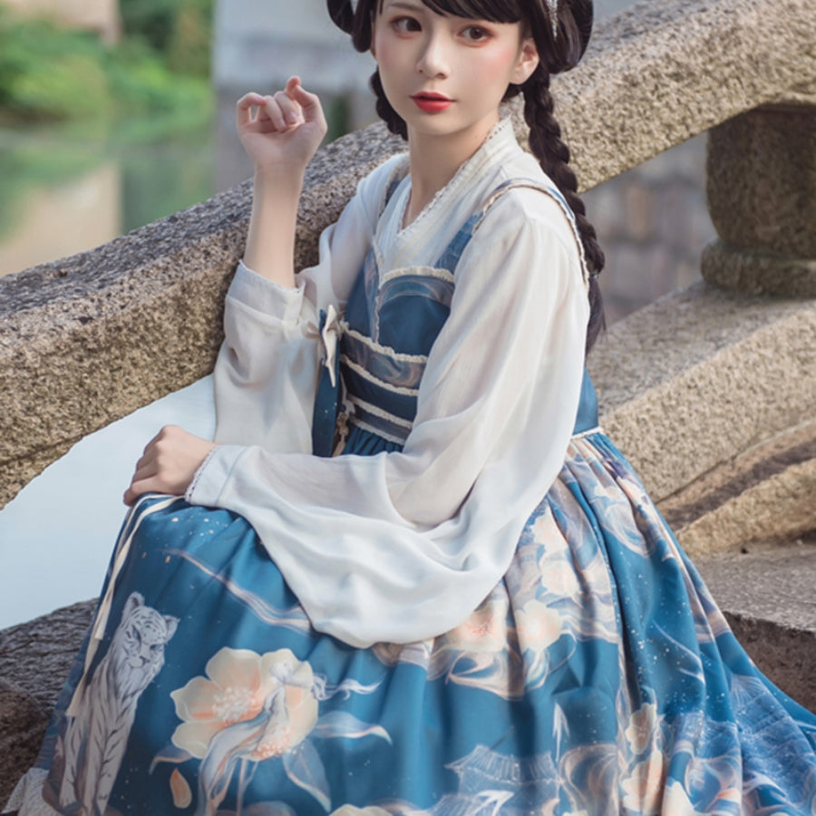 Chinese Style High Waist Lolita Jumper Skirt