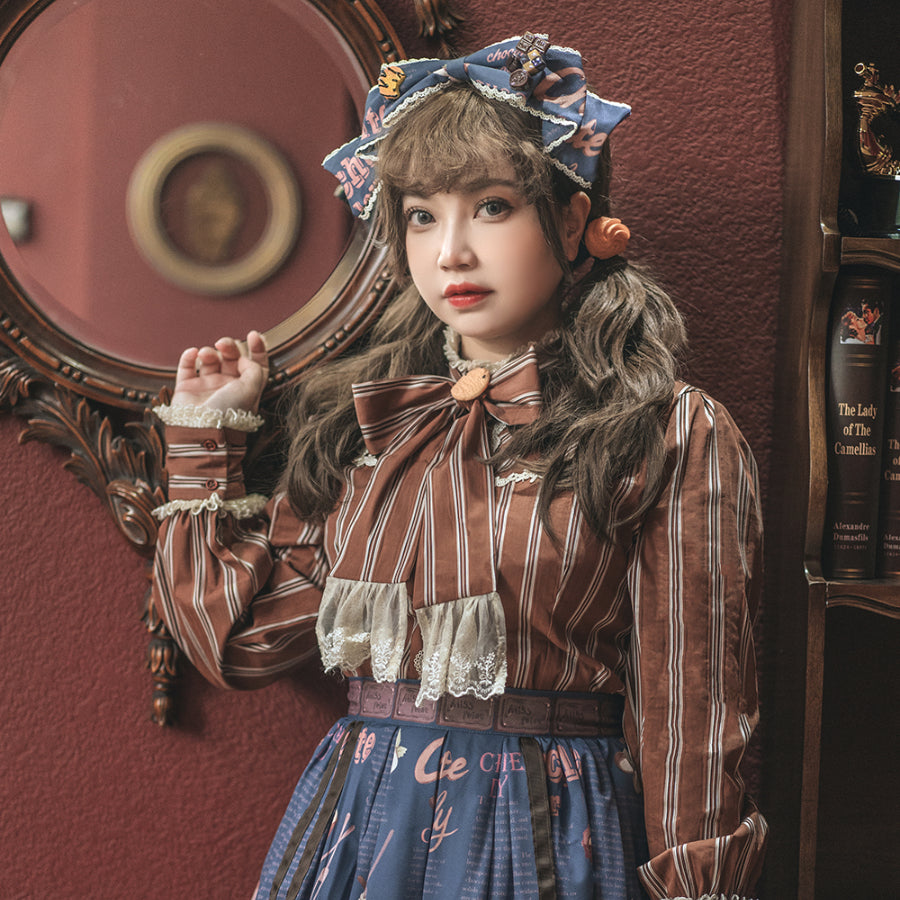 Chocolate Daily Sweet Lolita Stripe Long Sleeve Shirt