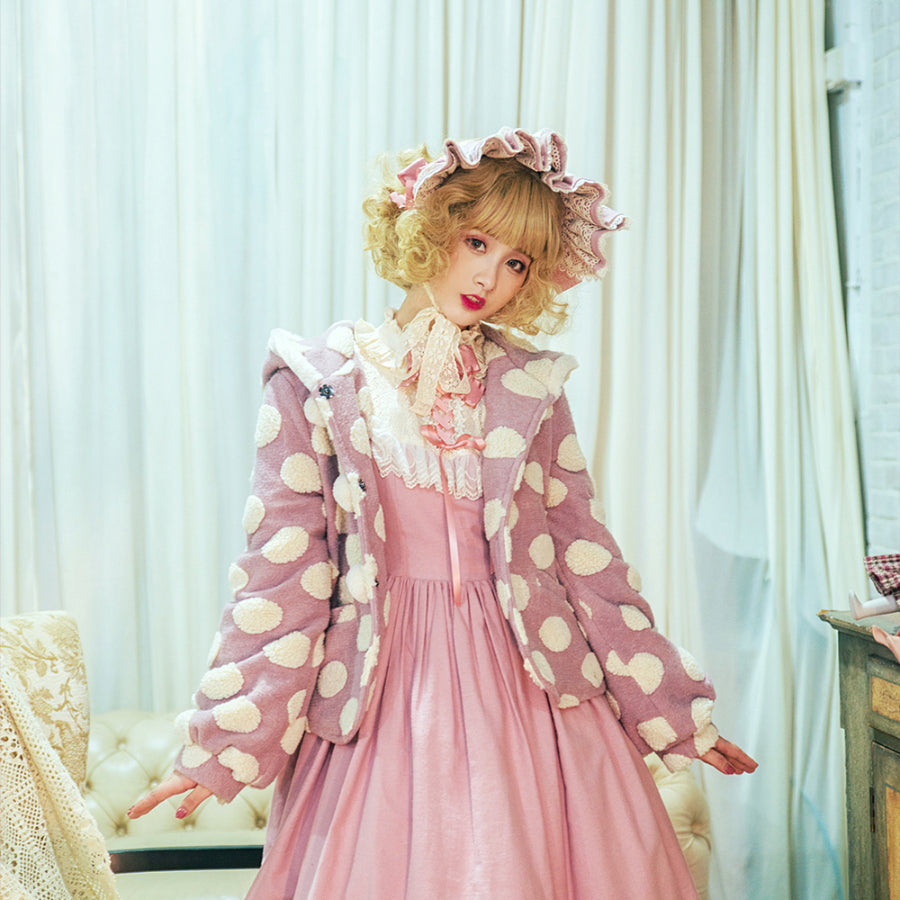 Autumn Winter Woolen Lolita Dot Coat