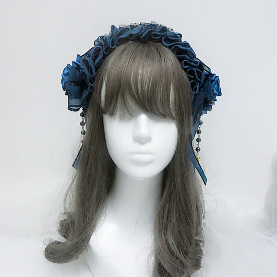 Original Gorgeous Lolita Rose Lace Hairband and Brooch S22670