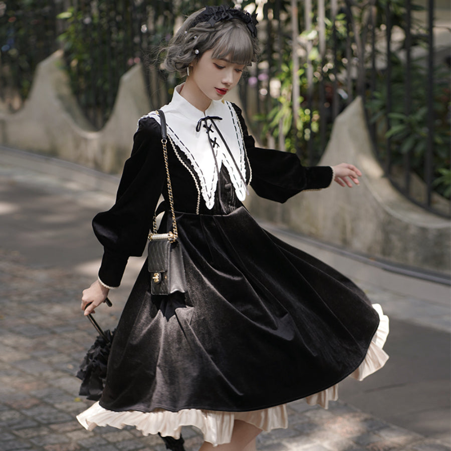 Elegant Autumn Winter Lolita Long-sleeved Dress