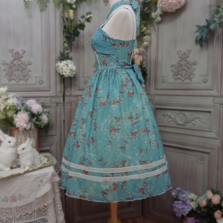 Vintage and Elegant Lolita Printed Neck Dress