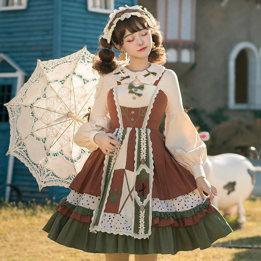 Japanese Pastoral Style Lolita Jumper Skirt Sets