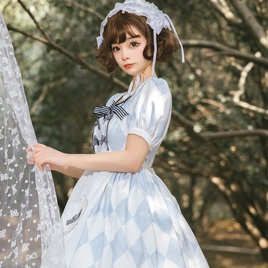 Alice Lolita Short Sleeve Dress and Apron Two Piece Sets