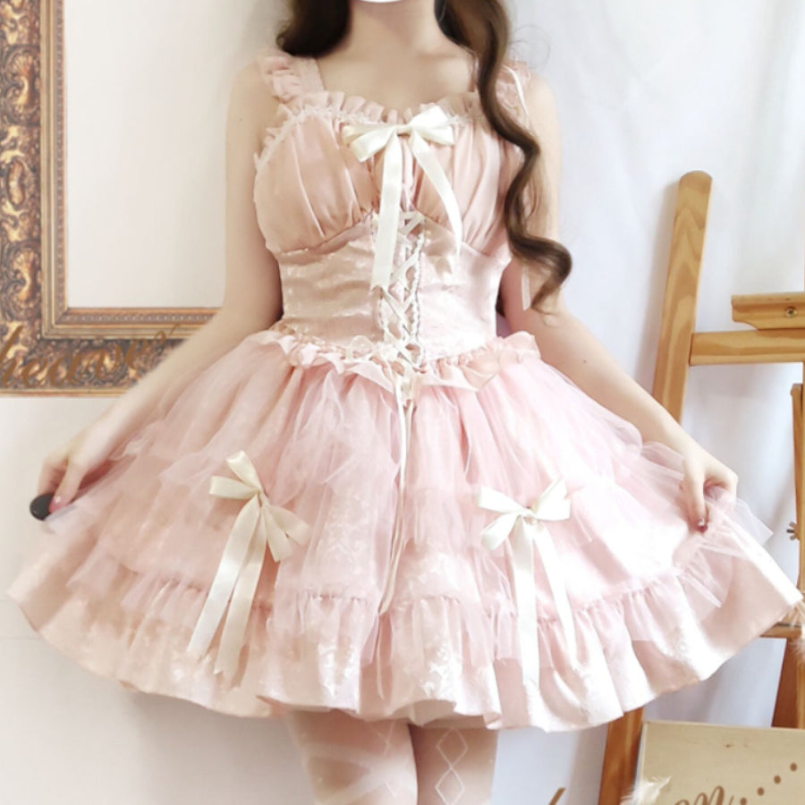 Sweet and Cool Gothic Lolita Slip Dress and Long-sleeved Dress S22810