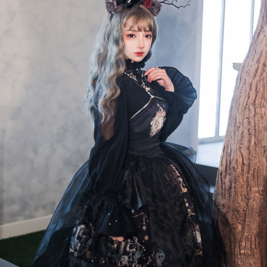 Vintage Gothic Lolita High Waist Jumper Skirt Sets