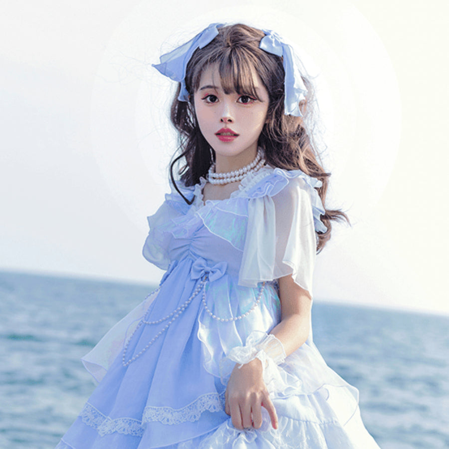 Off Shoulder Chiffon Lolita Flying Sleeve Shirt