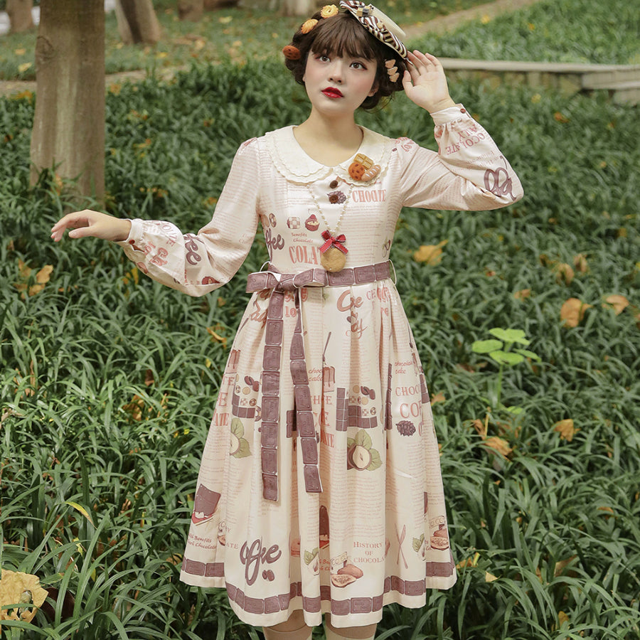 Daily Sweet Lolita Printed Long-sleeved Dress