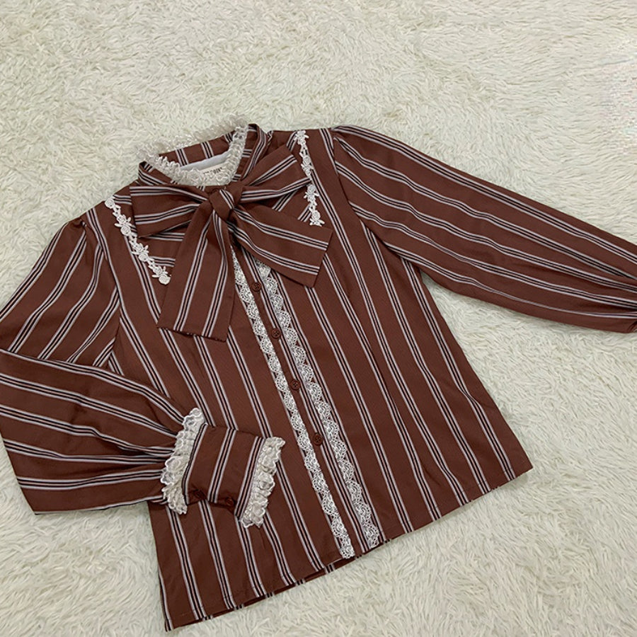 Chocolate Daily Sweet Lolita Stripe Long Sleeve Shirt