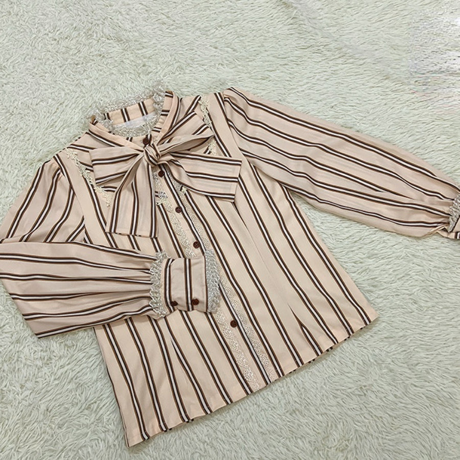 Chocolate Daily Sweet Lolita Stripe Long Sleeve Shirt