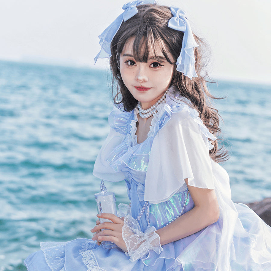 Off Shoulder Chiffon Lolita Flying Sleeve Shirt