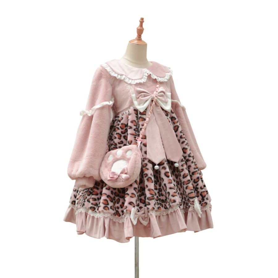 Winter Lovely Woolen Lolita Cat Dress Sets