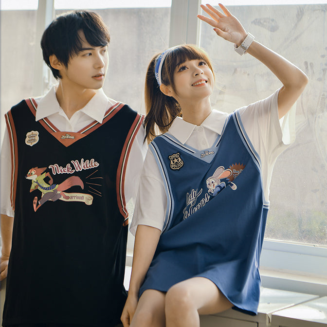 Zootopia Fake Two-piece Jersey Couple T-shirt