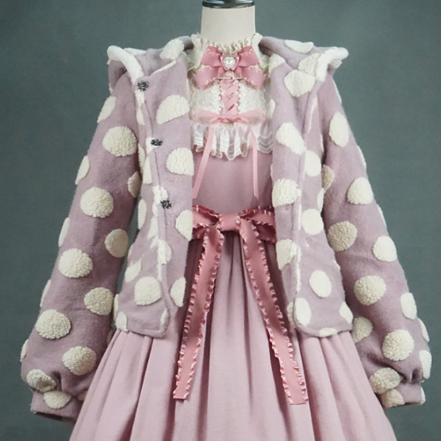 Autumn Winter Woolen Lolita Dot Coat