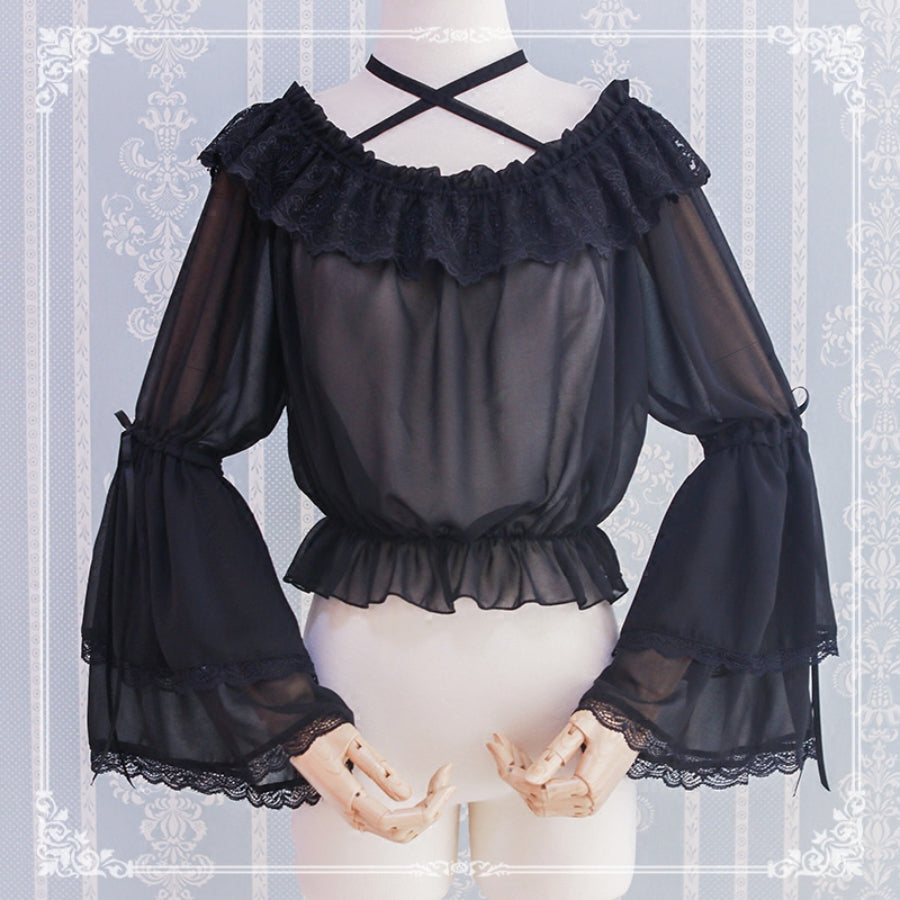 Chiffon Off Shoulder Lolita Long Sleeve Primer Shirt