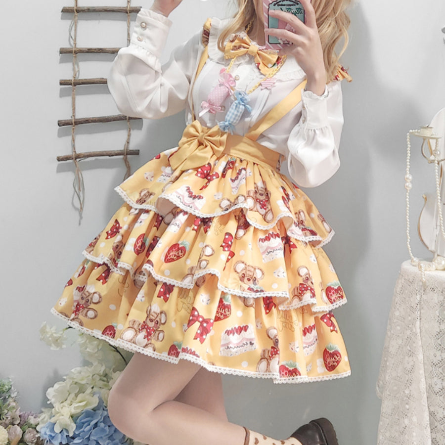 Daily Lovely Lolita Printed Short Strap Skirt