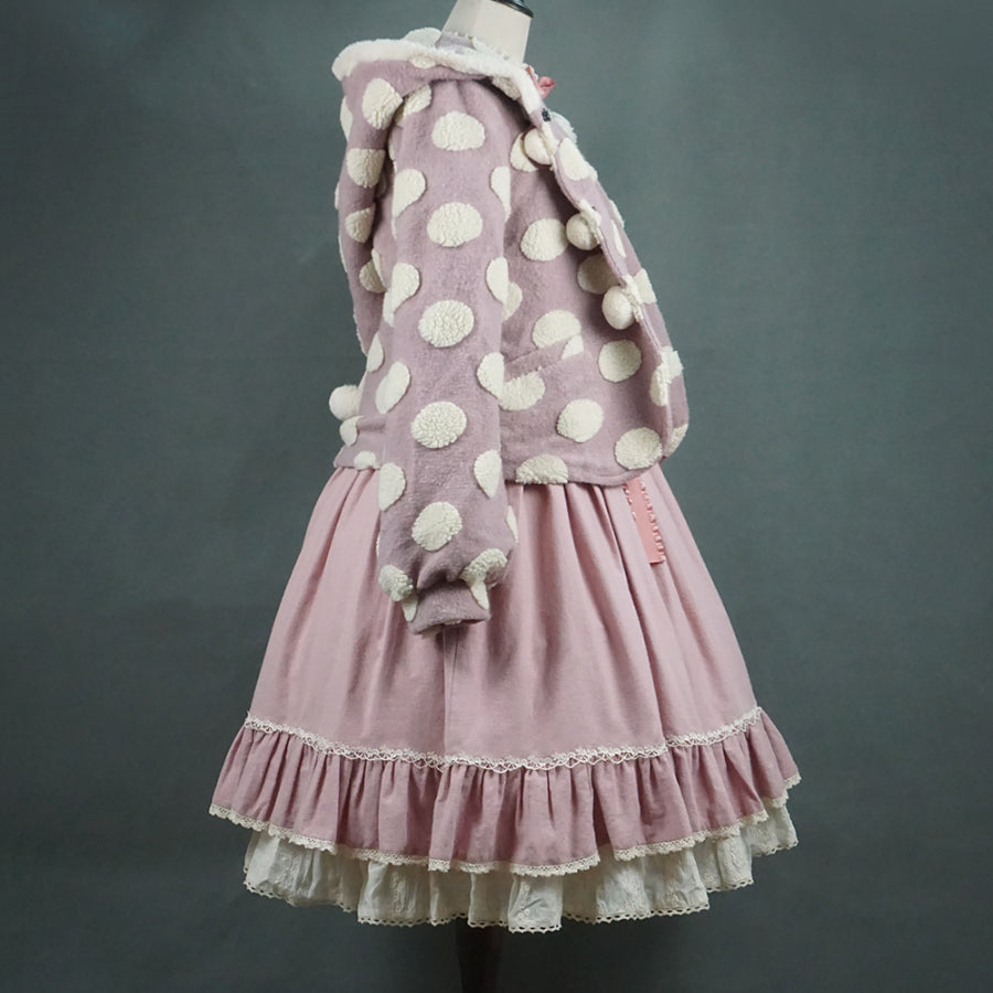 Autumn Winter Woolen Lolita Dot Coat