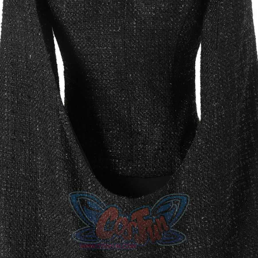 cosfun 2021 Movie Cruella Estella Cruella de Vil Black Leather Outfits  Cosplay Costume C00544