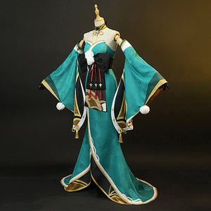 【CLEARANCE】Game Genshin Impact Gorou Miss Hina Cosplay Costume Jacquard Version C00965