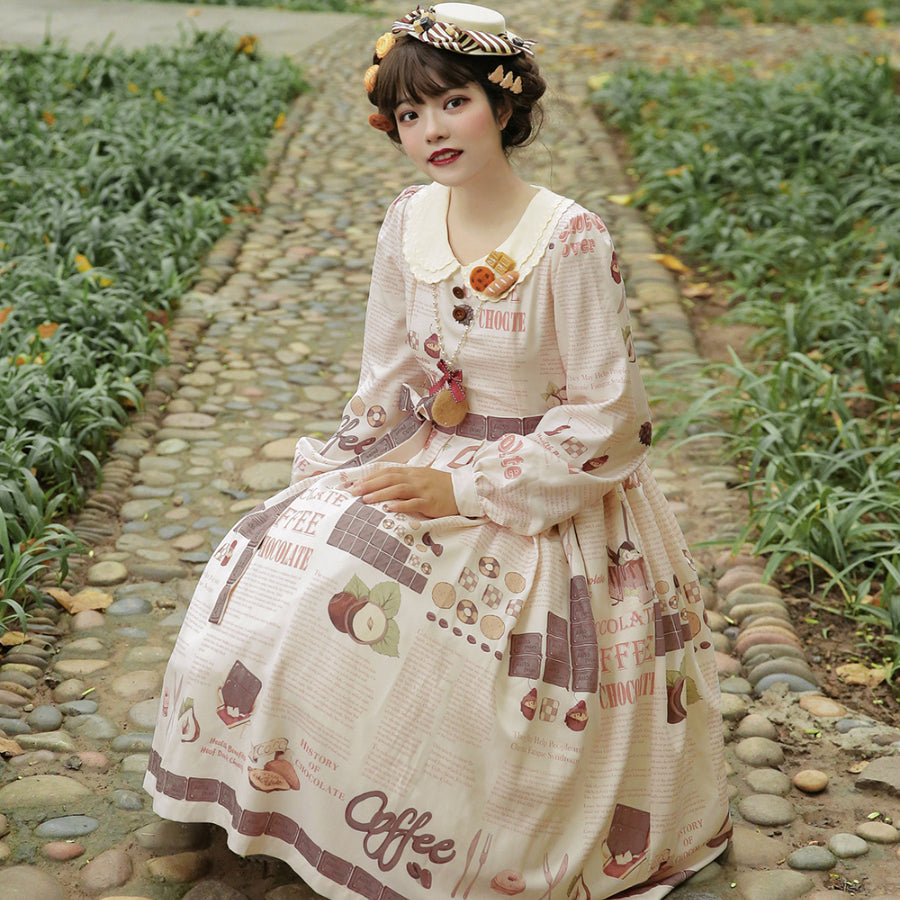 Daily Sweet Lolita Printed Long-sleeved Dress