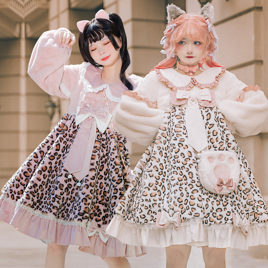 Winter Lovely Woolen Lolita Cat Dress Sets