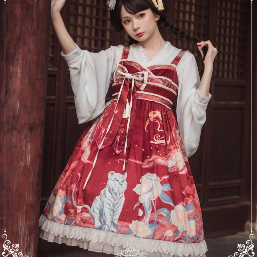 Chinese Style High Waist Lolita Jumper Skirt