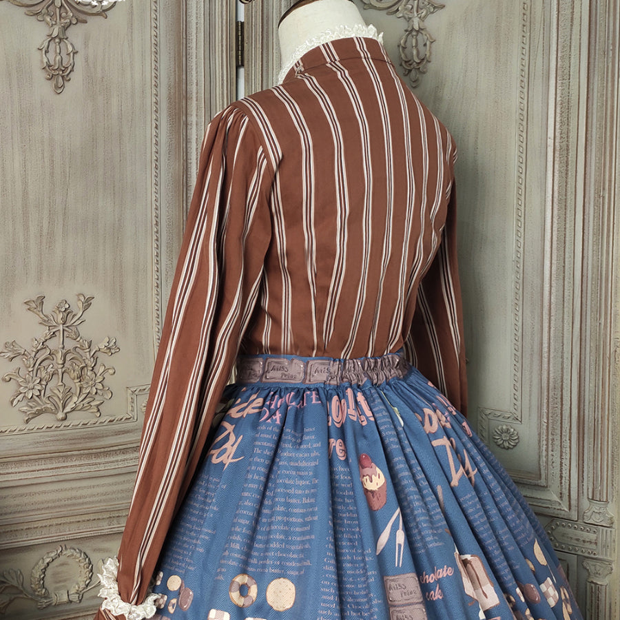 Chocolate Daily Sweet Lolita Stripe Long Sleeve Shirt