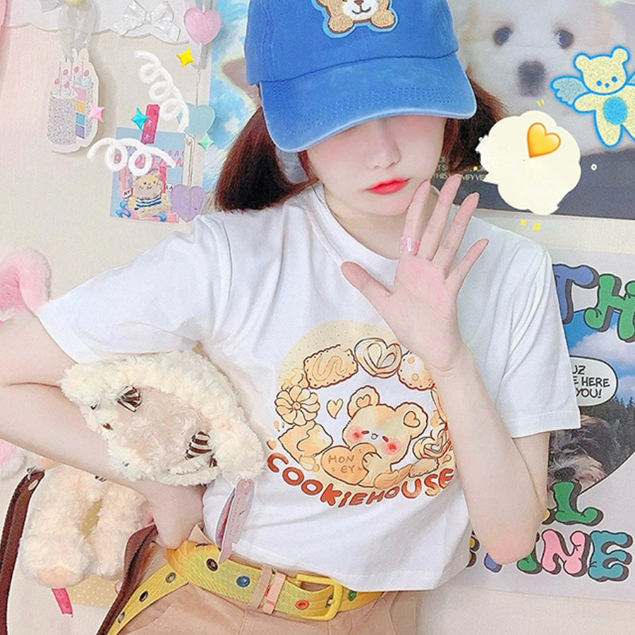 Japanese Cartoon Printed Short-sleeved Top