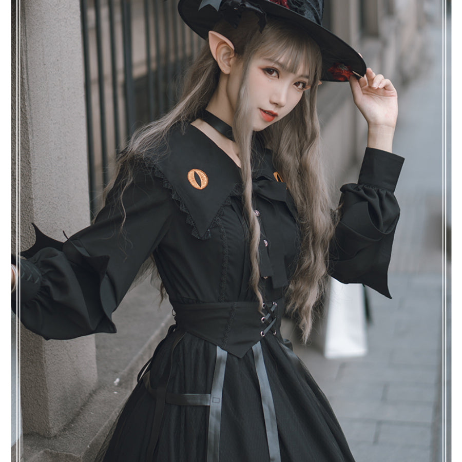 Vintage Halloween Lolita Irregular Long-sleeved Dress