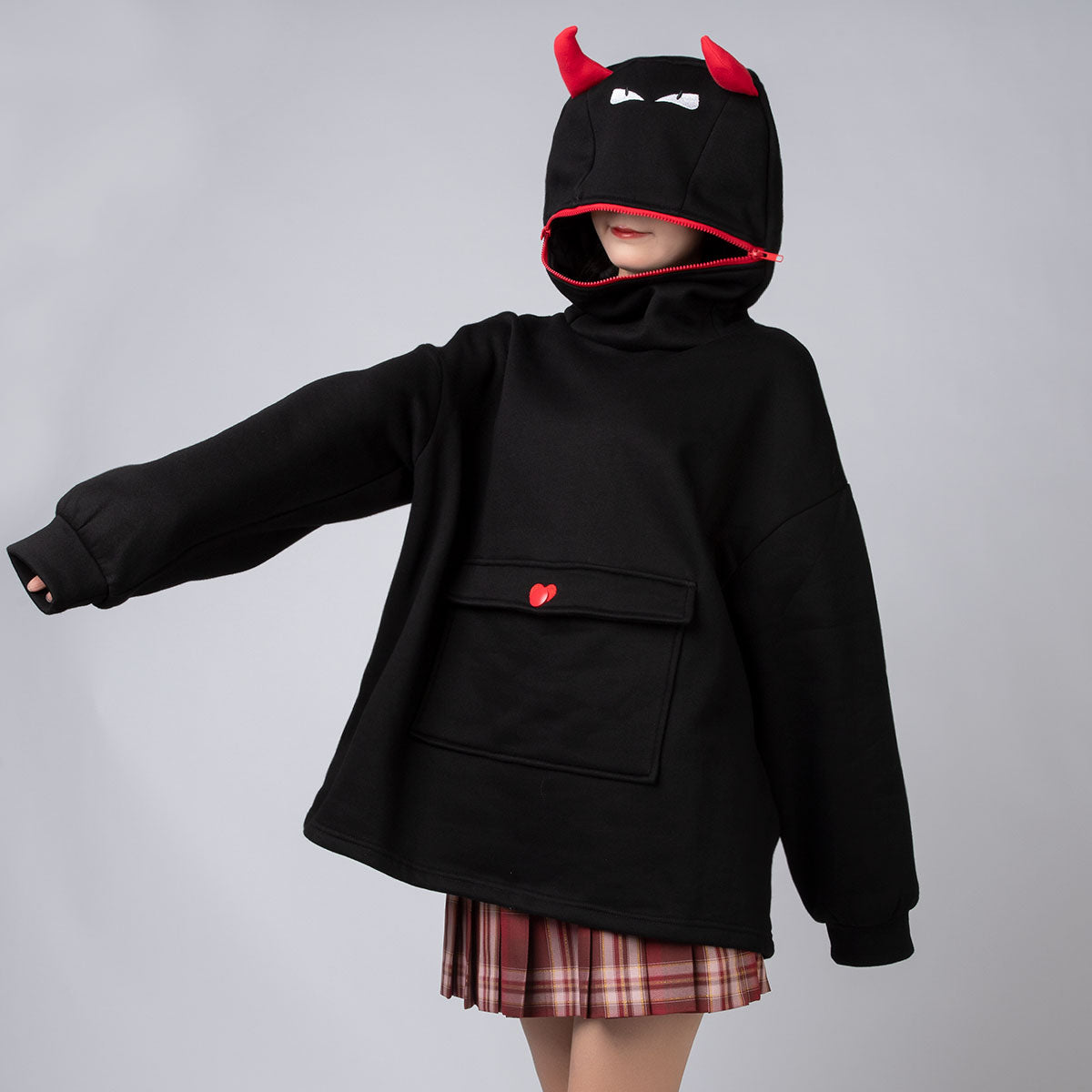 Original Oversized Black Bat Hooded Sweatshirt C00716