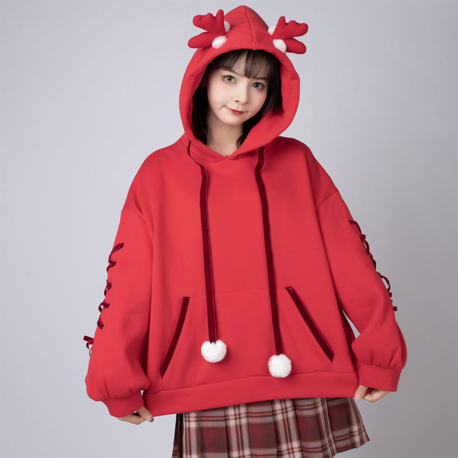 READY TO SHIP COSFUN Original Snowball Elk Red Christmas Hoodie C00164