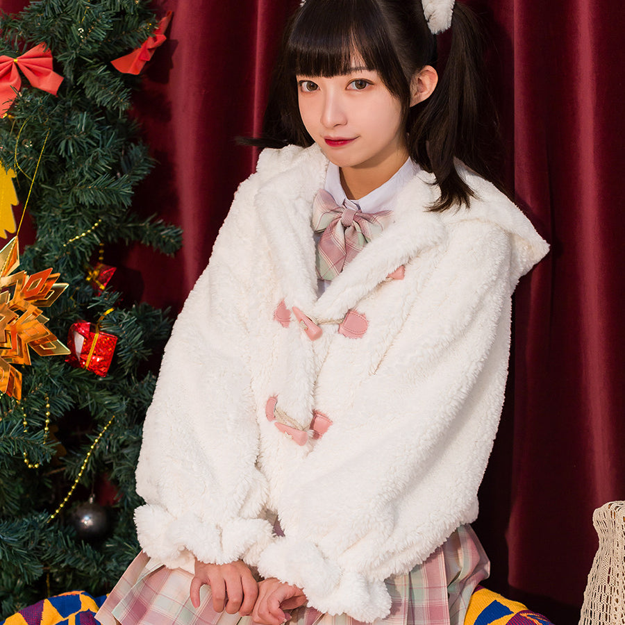 Autumn Winter Lovely Rabbit Ear New Lolita Woolen Coat - cosfun