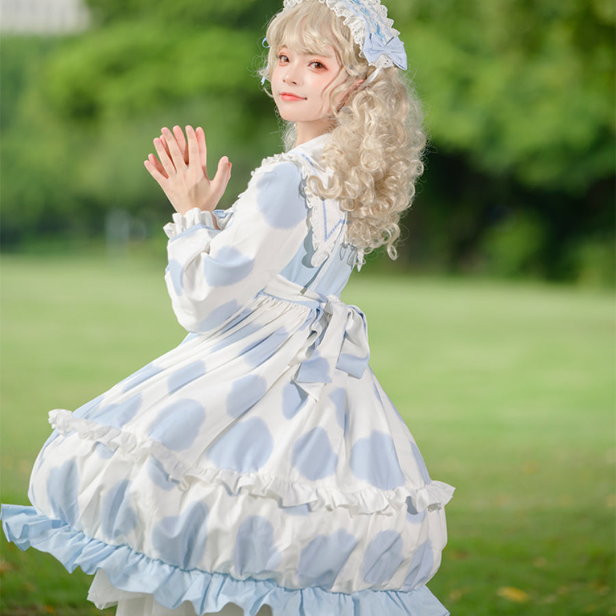 Sweet Cow and Cat Paw Lolita Long Sleeve Dress