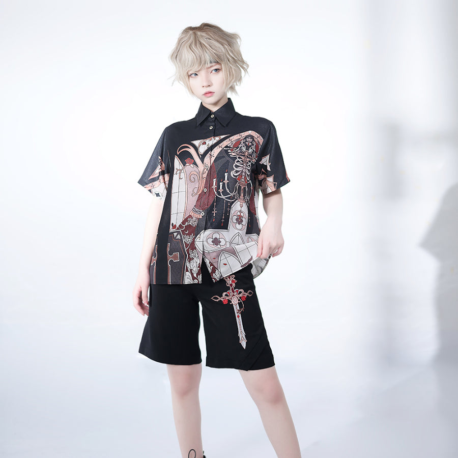 Summer Prince Lolita Printed Loose Short-sleeved Shirt