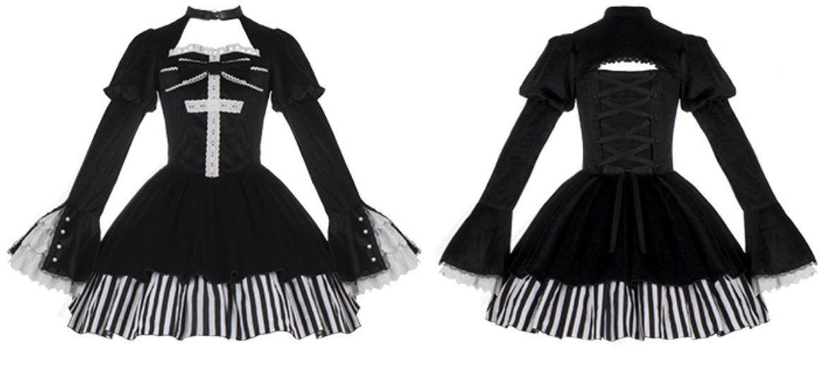 Halloween Gothic Dark Thick Fake Two-piece Lolita Dress