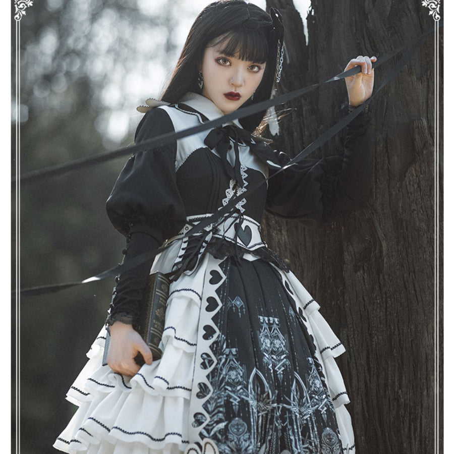 Spring Vintage Patchwork Lolita Long-sleeved Dress Sets