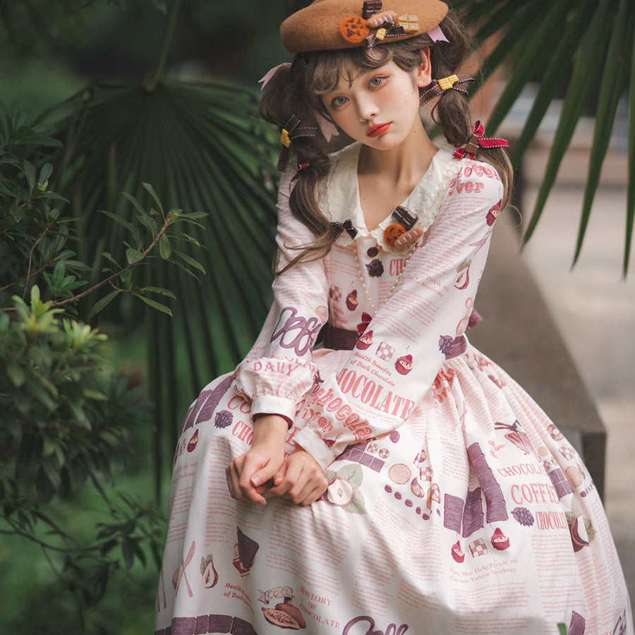 Daily Sweet Lolita Printed Long-sleeved Dress