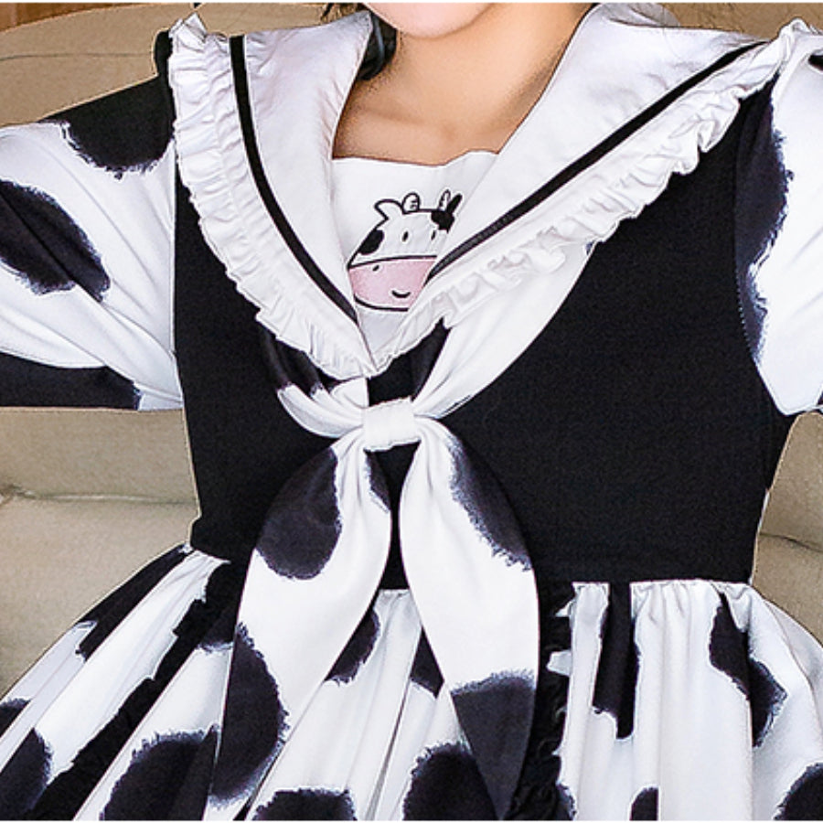 Sweet Cow and Cat Paw Lolita Long Sleeve Dress