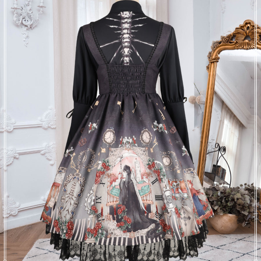 Vintage Gothic Lolita Jumper Skirt and Long-sleeved Shirt