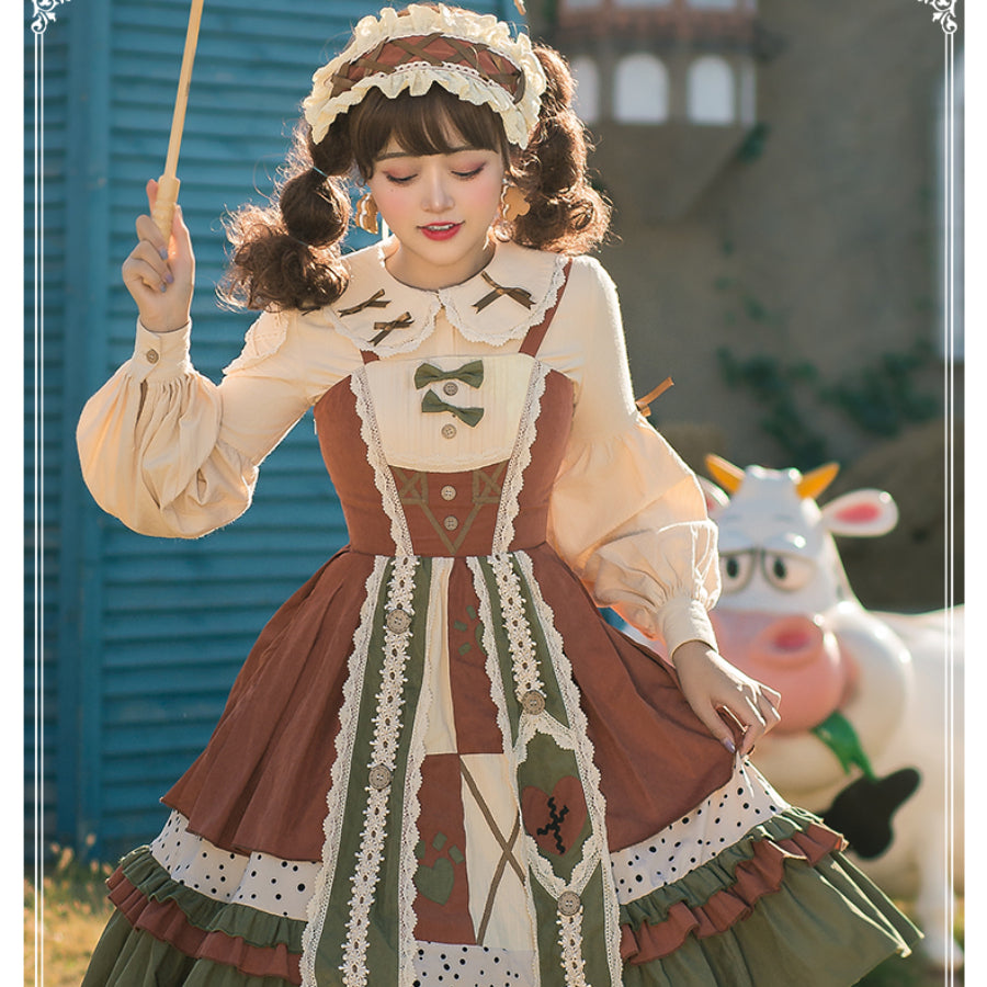 Japanese Pastoral Style Lolita Jumper Skirt Sets