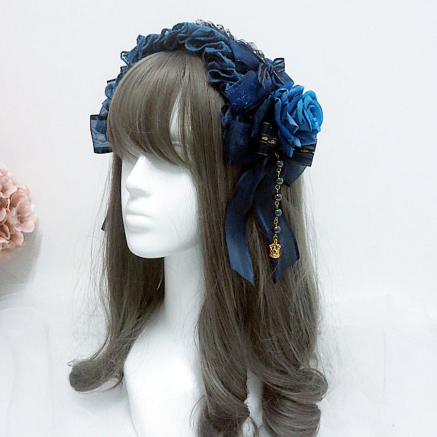 Original Gorgeous Lolita Rose Lace Hairband and Brooch S22670