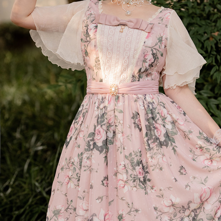 Rose of French Elegant Summer Lolita Short-sleeved Dress